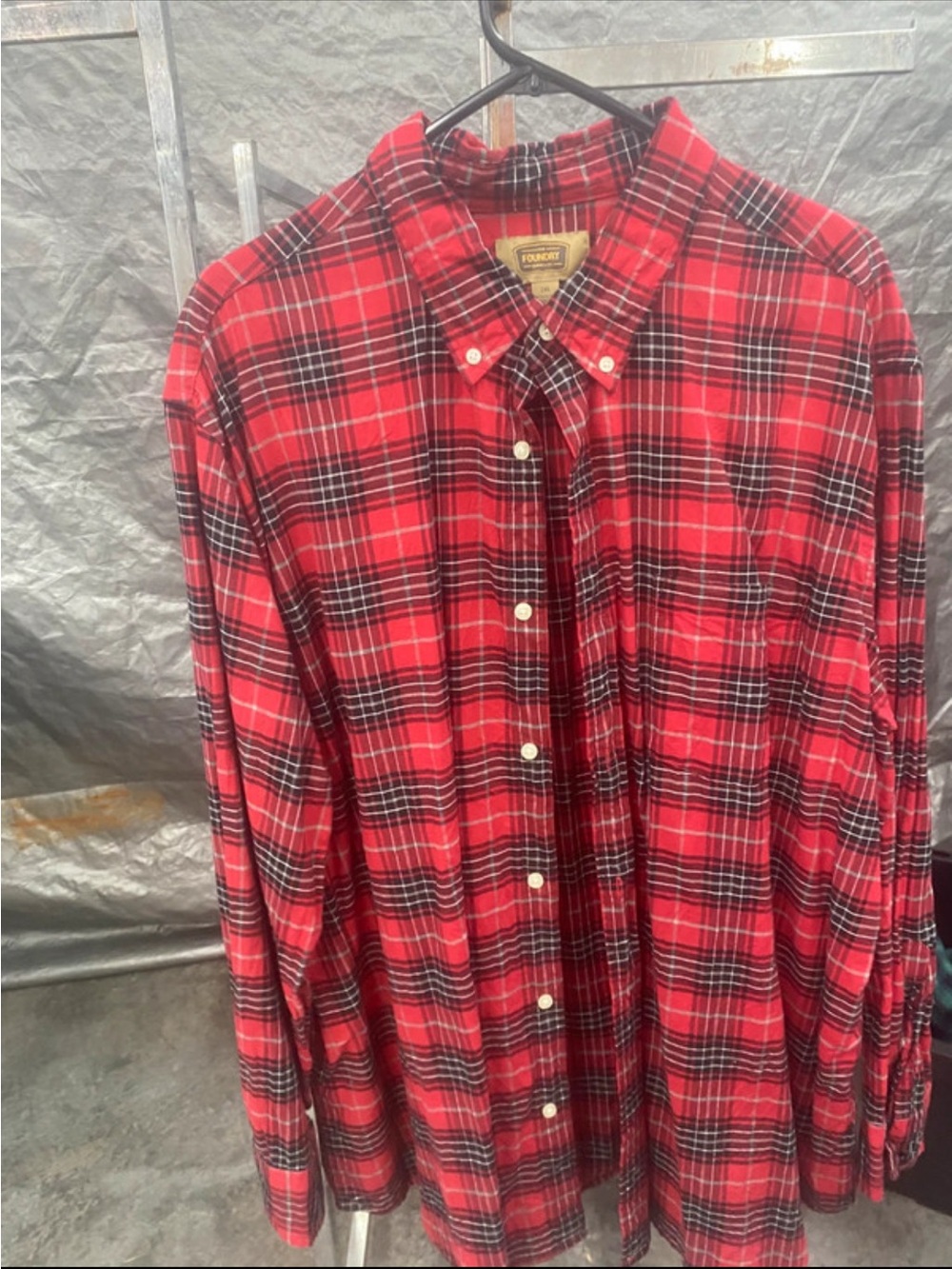 The Foundry Supply Co. Red and Black Plaid Button-Down Shirt